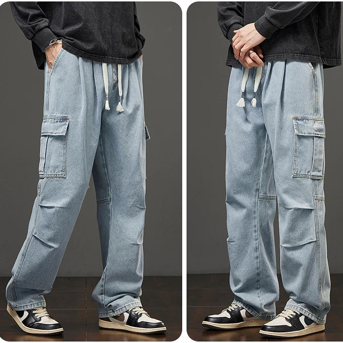 Fashion Brand Jeans for Men Autumn and Winter New Loose Casual Sports Straight Leg N Pants for Men