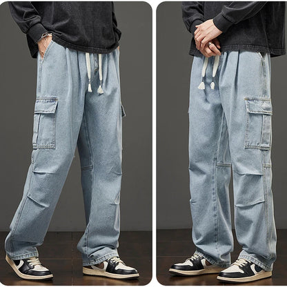Fashion Brand Jeans for Men Autumn and Winter New Loose Casual Sports Straight Leg N Pants for Men