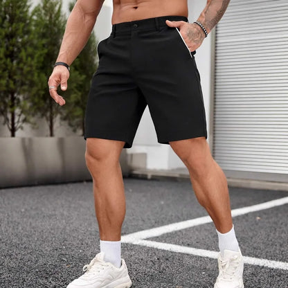2025 New Men's British Style Suit Shorts Summer Men's Casual Fashion Shorts Handsome Solid Color Shorts