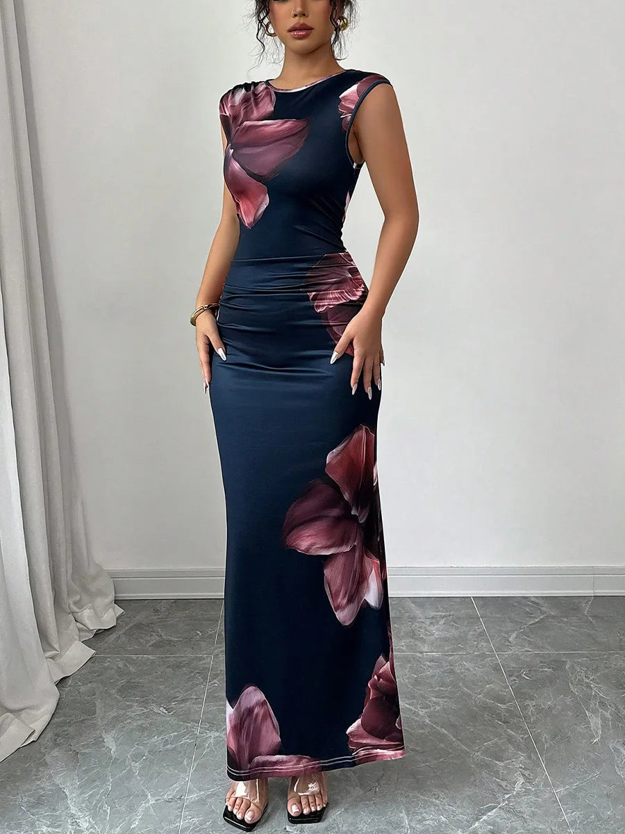 Sexy Bodycon Maxi Dresses For Women 2025 Summer Fashion Sleeveless O-neck Slim Long Party Dress Elegant Vestidos