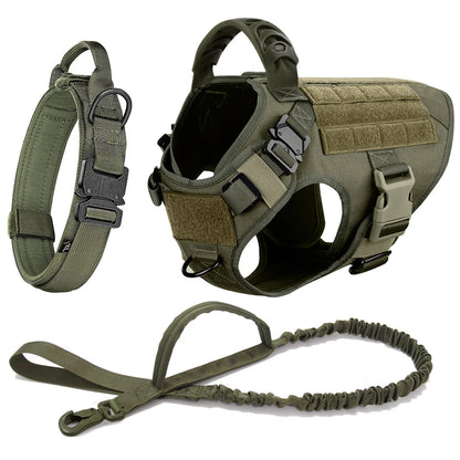 Large Dog Collar Military Dog Harness Leash Molle Pouches Pet Training Vest Tactical German Shepherd Harnesses Dogs Accessories