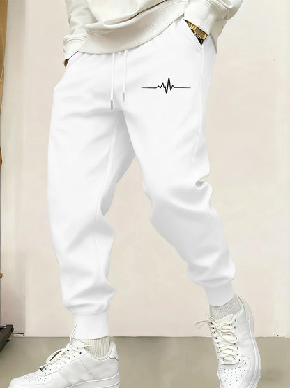 Simplicity Heartbeat Diagram Printing Man Casual Basics Sportpants Warm Soft Britches Street Pocket Long Pant Comfy Fleece Pants