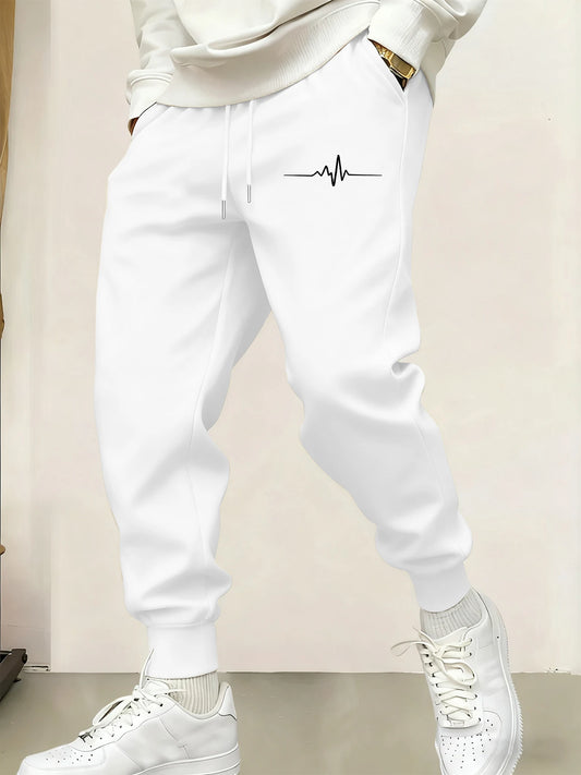 Simplicity Heartbeat Diagram Printing Man Casual Basics Sportpants Warm Soft Britches Street Pocket Long Pant Comfy Fleece Pants