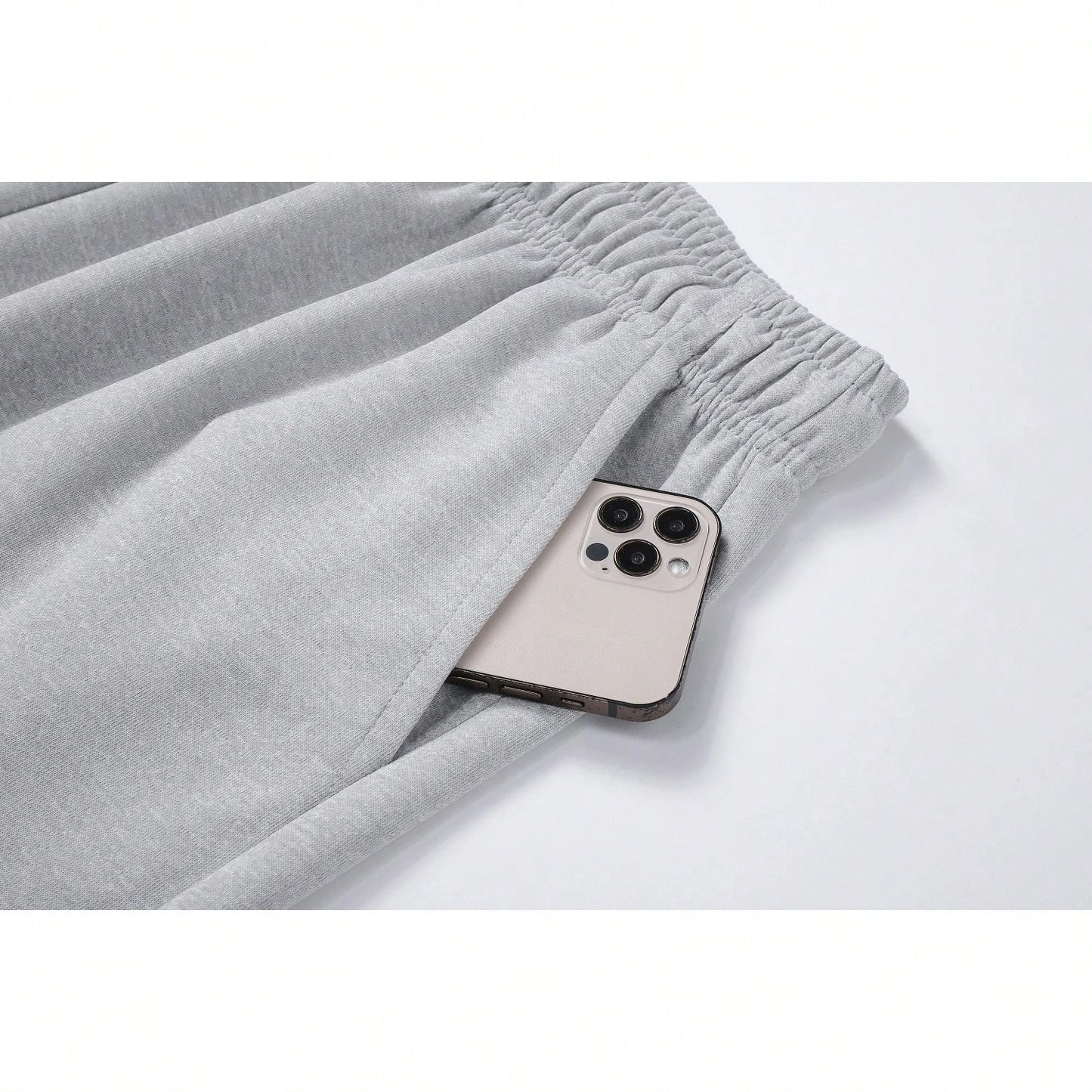 Men's Regular Fit Solid Color Drawstring Waist Sports Pants Autumn and Winter Casual Pocket Design Pants Men's Daily Trousers