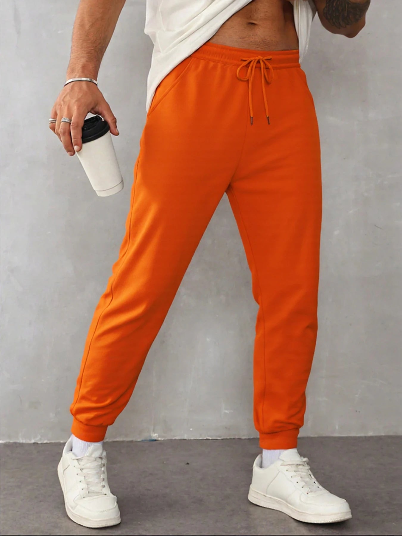 Autumn Men's Sweatpant Casual Solid Color Pants Fashion Fleece Pant Trendy Jogging Unisex Trousers Versatile Classic Trouser