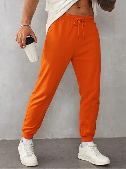 Autumn Men's Sweatpant Casual Solid Color Pants Fashion Fleece Pant Trendy Jogging Unisex Trousers Versatile Classic Trouser