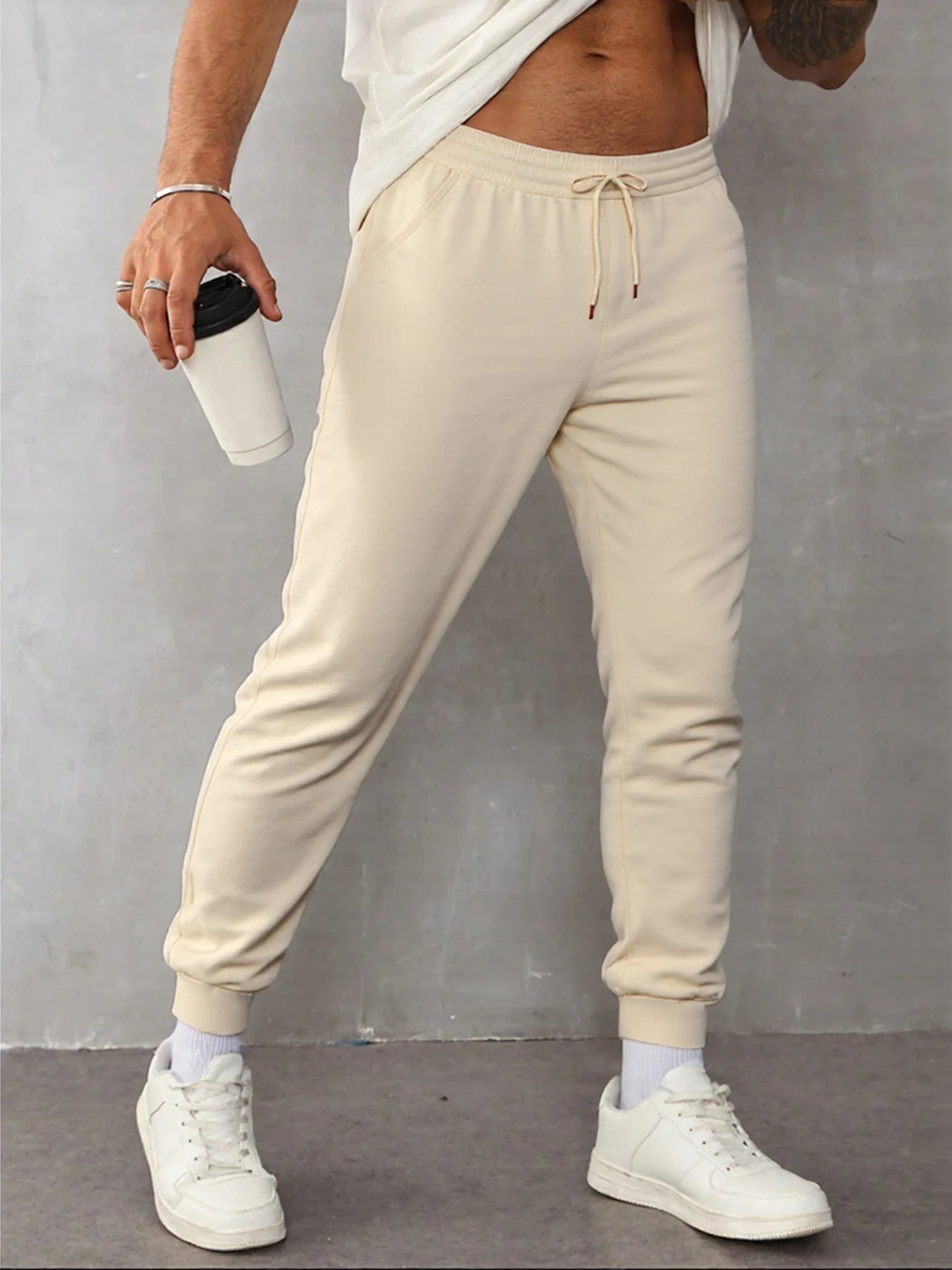 Autumn Men's Sweatpant Casual Solid Color Pants Fashion Fleece Pant Trendy Jogging Unisex Trousers Versatile Classic Trouser
