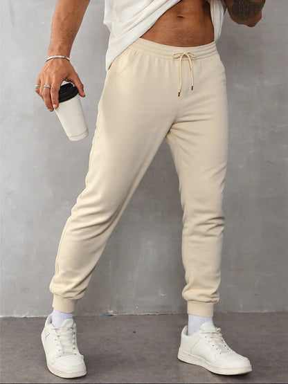 Autumn Men's Sweatpant Casual Solid Color Pants Fashion Fleece Pant Trendy Jogging Unisex Trousers Versatile Classic Trouser