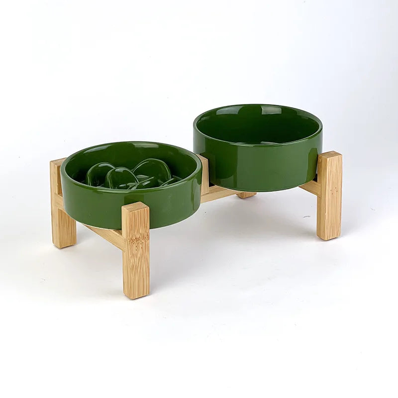 Creative Simple Solid Color Pet Bowl With Bowl Stand To Prevent Tipping Over Cat Bowl Anti-Choking Feeding Bowl Cat Water Bowl