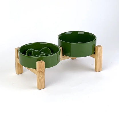 Creative Simple Solid Color Pet Bowl With Bowl Stand To Prevent Tipping Over Cat Bowl Anti-Choking Feeding Bowl Cat Water Bowl