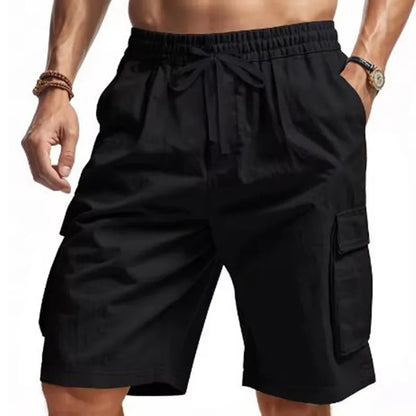 New Multi-Pocket sweatpants Men Shorts Summer cotton linen Comfortable Loose Cargo Short Pants Outdoor Casual Sports Beach Pants