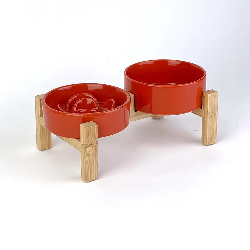 Creative Simple Solid Color Pet Bowl With Bowl Stand To Prevent Tipping Over Cat Bowl Anti-Choking Feeding Bowl Cat Water Bowl