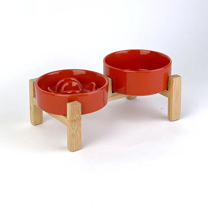 Creative Simple Solid Color Pet Bowl With Bowl Stand To Prevent Tipping Over Cat Bowl Anti-Choking Feeding Bowl Cat Water Bowl