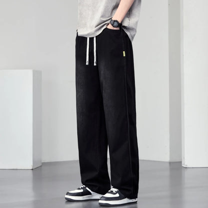 Spring autumn men outer pants Loose straight Autumn vintage jeans  American retro loose casual straight-leg wide-leg long pants