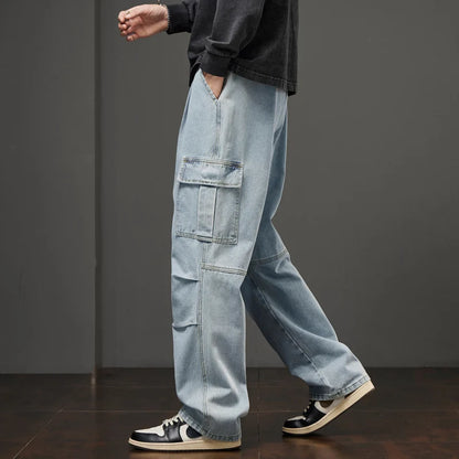 Fashion Brand Jeans for Men Autumn and Winter New Loose Casual Sports Straight Leg N Pants for Men