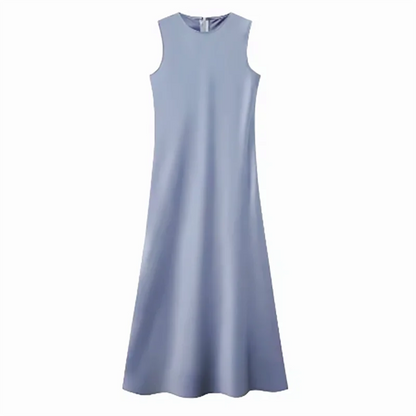 2025 Summer Women fashion Long Dress Elegance Satin Dress Knitted Top Match Set Maxi Floor Length Woman Casual Chic Clothes