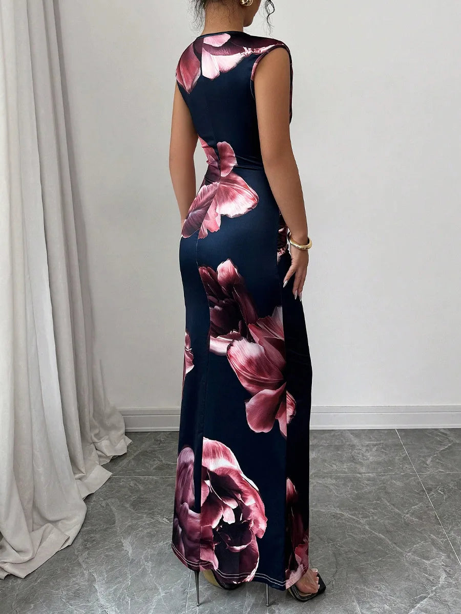 Sexy Bodycon Maxi Dresses For Women 2025 Summer Fashion Sleeveless O-neck Slim Long Party Dress Elegant Vestidos