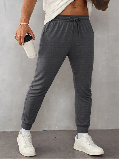 Autumn Men's Sweatpant Casual Solid Color Pants Fashion Fleece Pant Trendy Jogging Unisex Trousers Versatile Classic Trouser