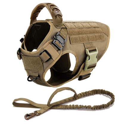Large Dog Collar Military Dog Harness Leash Molle Pouches Pet Training Vest Tactical German Shepherd Harnesses Dogs Accessories