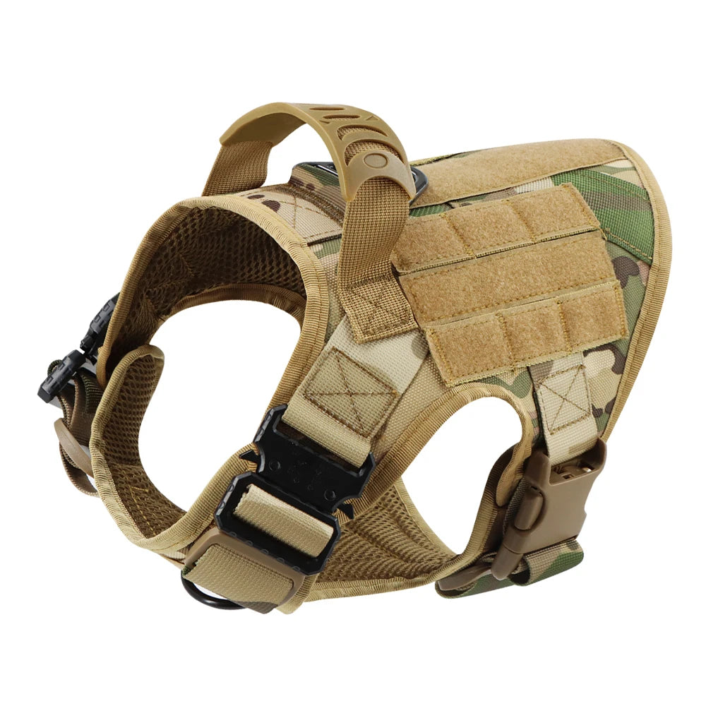 Large Dog Collar Military Dog Harness Leash Molle Pouches Pet Training Vest Tactical German Shepherd Harnesses Dogs Accessories