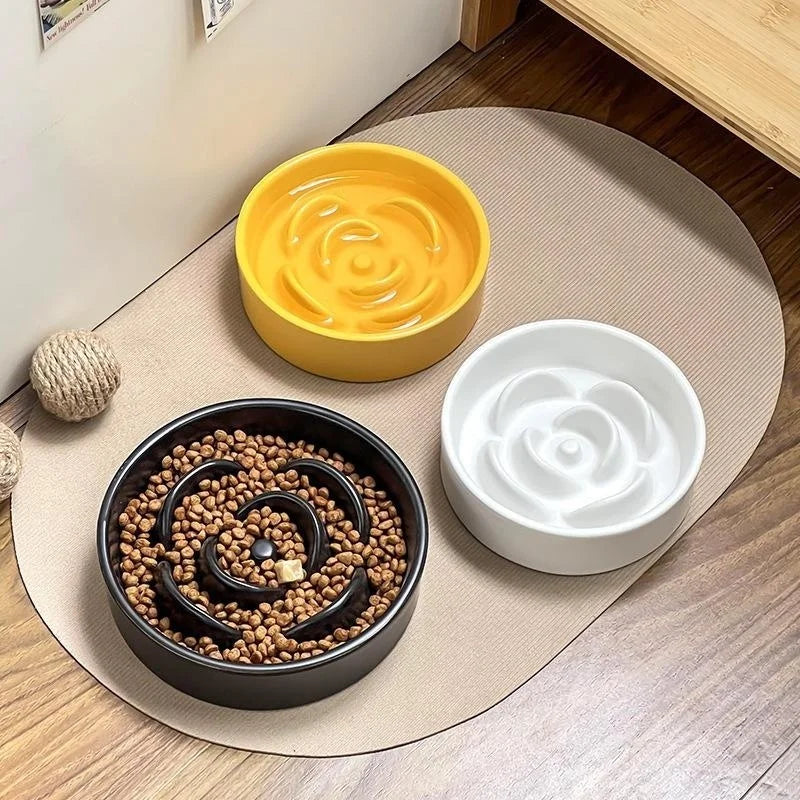 Creative Simple Solid Color Pet Bowl With Bowl Stand To Prevent Tipping Over Cat Bowl Anti-Choking Feeding Bowl Cat Water Bowl