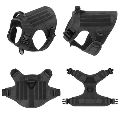 Large Dog Collar Military Dog Harness Leash Molle Pouches Pet Training Vest Tactical German Shepherd Harnesses Dogs Accessories