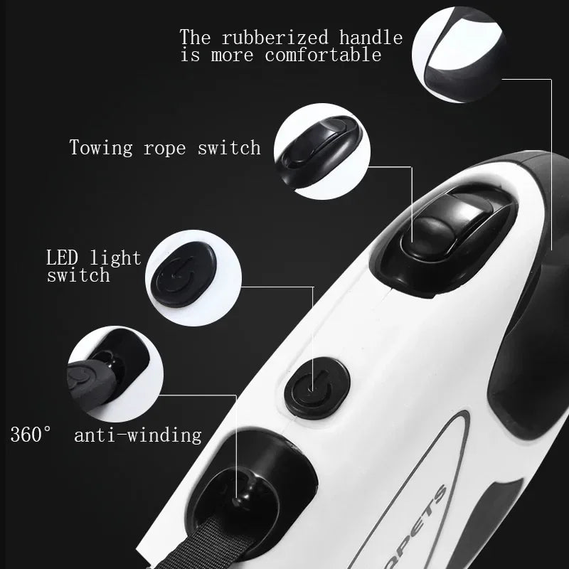 Pet Dog Retractable Leash With LED Shining 3m 5m Automatic Stretching Dog Hand Holding Fiber Rope Pet Supplies Leashes