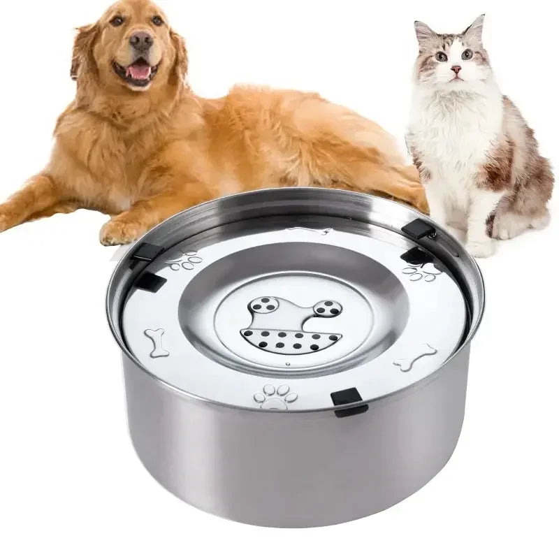 No Spill Water Bowl for Dogs, 1L/3L Stainless Steel Non-Slip Slow Feeder Dog Bowl, Dispenser for Medium Large Dogs and Cats
