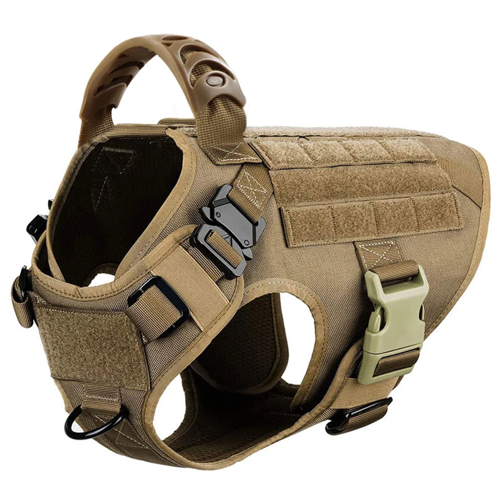 Large Dog Collar Military Dog Harness Leash Molle Pouches Pet Training Vest Tactical German Shepherd Harnesses Dogs Accessories