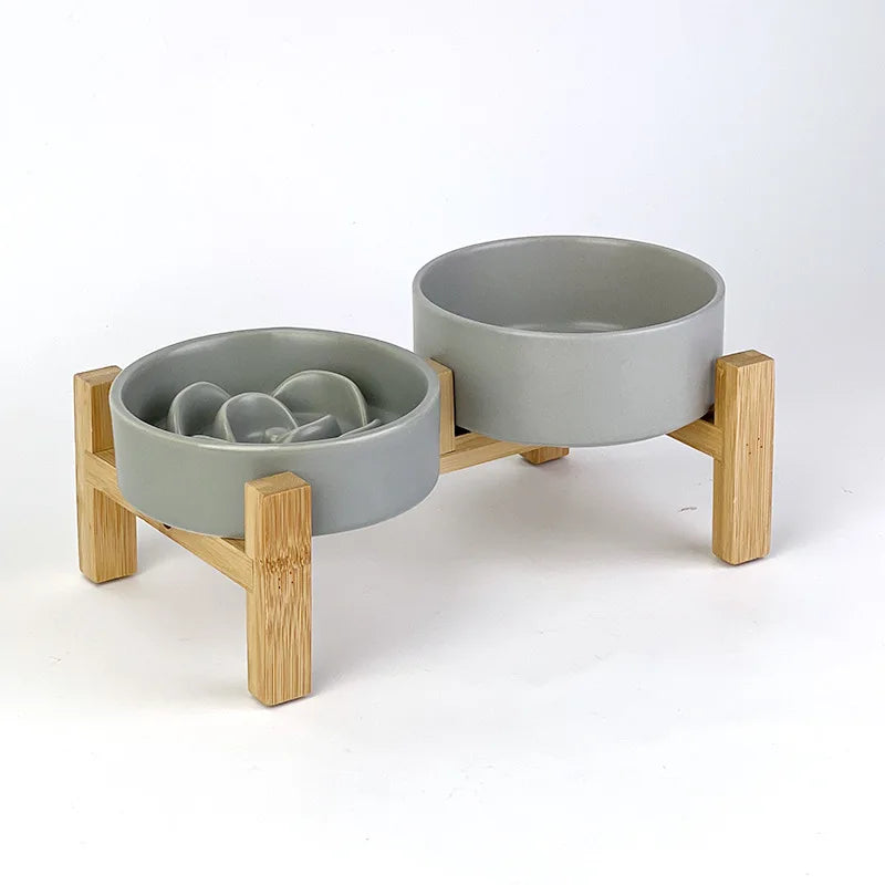 Creative Simple Solid Color Pet Bowl With Bowl Stand To Prevent Tipping Over Cat Bowl Anti-Choking Feeding Bowl Cat Water Bowl