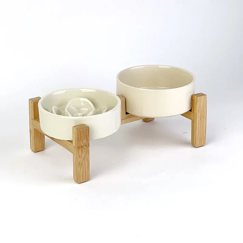 Creative Simple Solid Color Pet Bowl With Bowl Stand To Prevent Tipping Over Cat Bowl Anti-Choking Feeding Bowl Cat Water Bowl