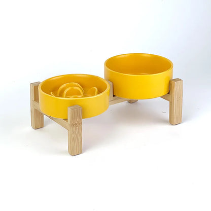 Creative Simple Solid Color Pet Bowl With Bowl Stand To Prevent Tipping Over Cat Bowl Anti-Choking Feeding Bowl Cat Water Bowl