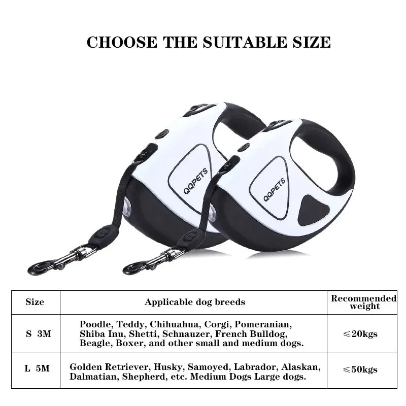 Pet Dog Retractable Leash With LED Shining 3m 5m Automatic Stretching Dog Hand Holding Fiber Rope Pet Supplies Leashes