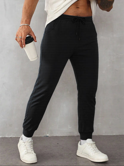 Autumn Men's Sweatpant Casual Solid Color Pants Fashion Fleece Pant Trendy Jogging Unisex Trousers Versatile Classic Trouser