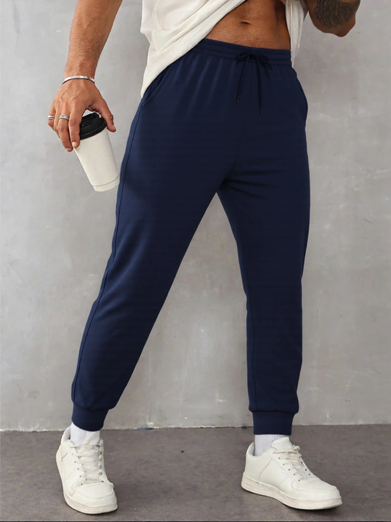Autumn Men's Sweatpant Casual Solid Color Pants Fashion Fleece Pant Trendy Jogging Unisex Trousers Versatile Classic Trouser