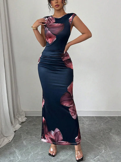 Sexy Bodycon Maxi Dresses For Women 2025 Summer Fashion Sleeveless O-neck Slim Long Party Dress Elegant Vestidos