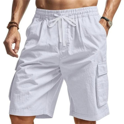 New Multi-Pocket sweatpants Men Shorts Summer cotton linen Comfortable Loose Cargo Short Pants Outdoor Casual Sports Beach Pants
