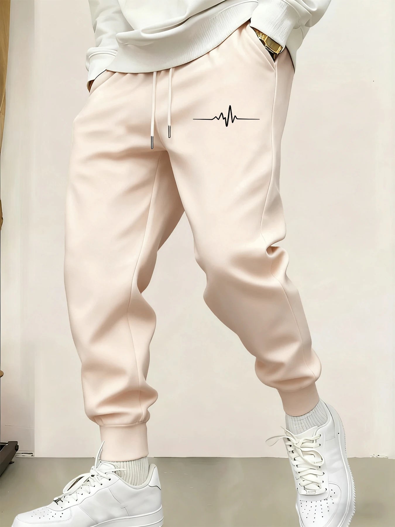 Simplicity Heartbeat Diagram Printing Man Casual Basics Sportpants Warm Soft Britches Street Pocket Long Pant Comfy Fleece Pants