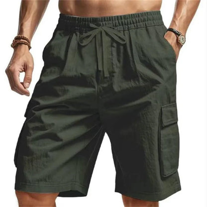 New Multi-Pocket sweatpants Men Shorts Summer cotton linen Comfortable Loose Cargo Short Pants Outdoor Casual Sports Beach Pants