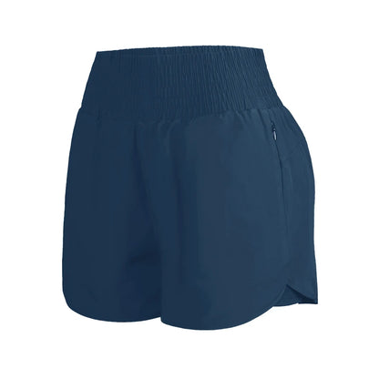 CHRLEISURE Women's Running Shorts with Zipper Pockets Quick-Dry Gym Shorts with Liner Elastic Waist Band Athletic Shorts