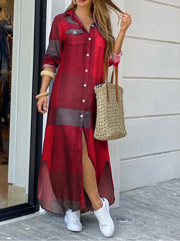 ZANZEA Party Vintage Leopard Robe Women 2025 Autumn Casual Long Sleeve Maxi Long Vestidos Dress Fashion Oversized Shirt Sundress