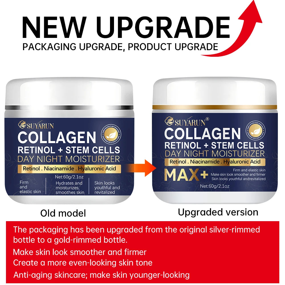 SUYARUN Anti-Aging Retinol Collagen Stem Cell Face Cream - Firming Hydrating Moisturizer Reduces Wrinkles & Fine Lines, All Skin