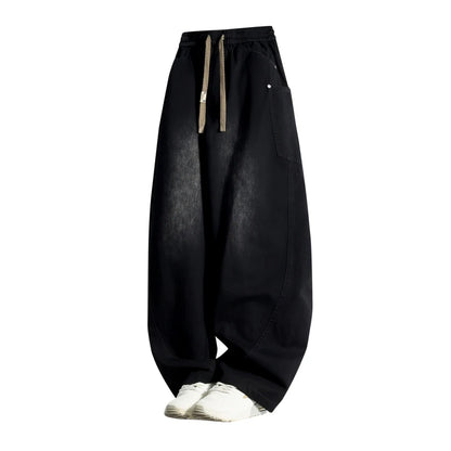 Spring autumn men outer pants Loose straight Autumn vintage jeans  American retro loose casual straight-leg wide-leg long pants