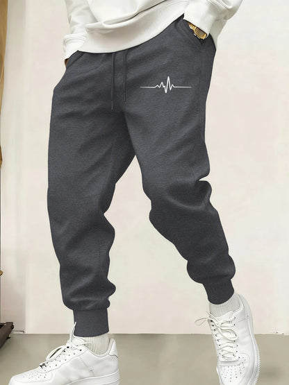 Simplicity Heartbeat Diagram Printing Man Casual Basics Sportpants Warm Soft Britches Street Pocket Long Pant Comfy Fleece Pants
