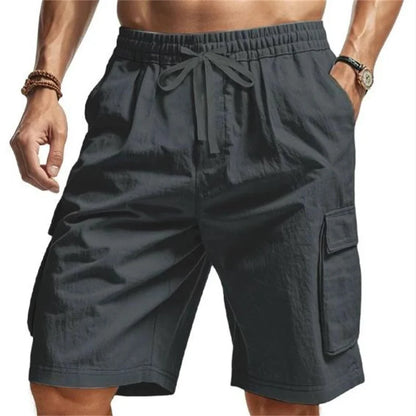 New Multi-Pocket sweatpants Men Shorts Summer cotton linen Comfortable Loose Cargo Short Pants Outdoor Casual Sports Beach Pants