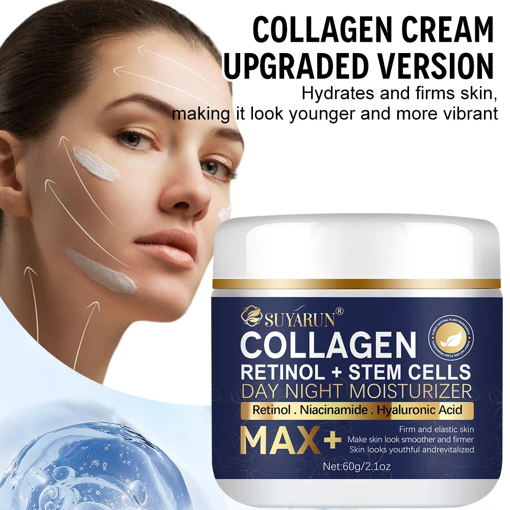 SUYARUN Anti-Aging Retinol Collagen Stem Cell Face Cream - Firming Hydrating Moisturizer Reduces Wrinkles & Fine Lines, All Skin