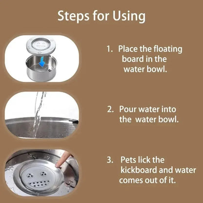 No Spill Water Bowl for Dogs, 1L/3L Stainless Steel Non-Slip Slow Feeder Dog Bowl, Dispenser for Medium Large Dogs and Cats