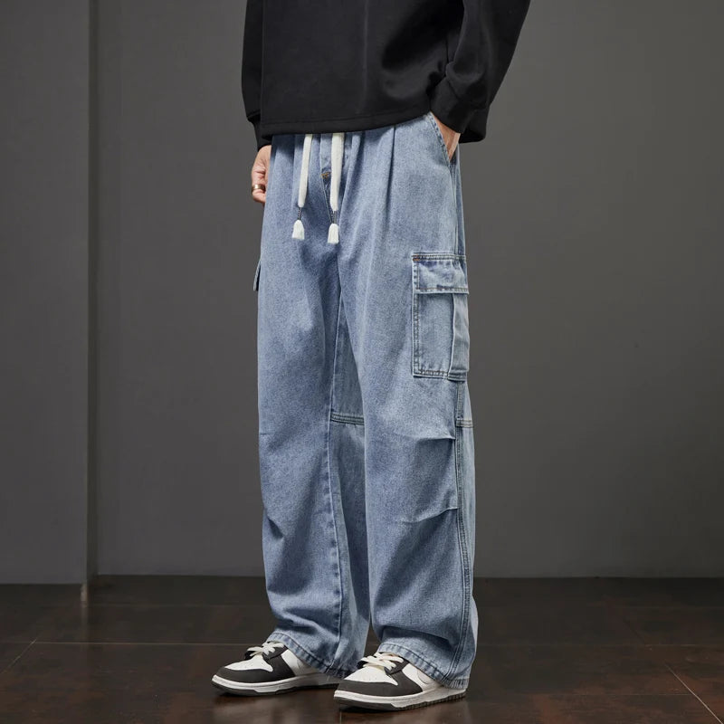 Fashion Brand Jeans for Men Autumn and Winter New Loose Casual Sports Straight Leg N Pants for Men