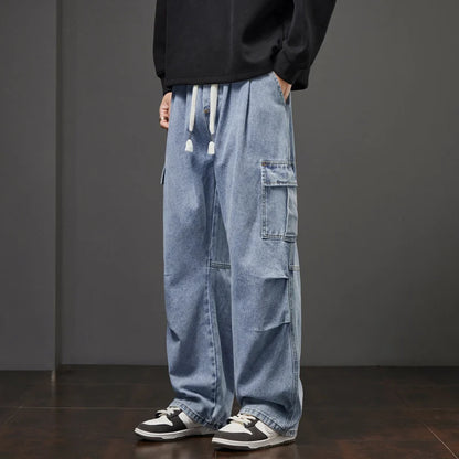 Fashion Brand Jeans for Men Autumn and Winter New Loose Casual Sports Straight Leg N Pants for Men