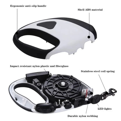 Pet Dog Retractable Leash With LED Shining 3m 5m Automatic Stretching Dog Hand Holding Fiber Rope Pet Supplies Leashes
